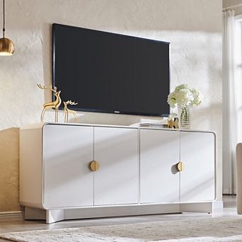 70″ Modern TV Stand, Entertainment Center for TVs Up to 80″, Media Console with Adjustable Shelves