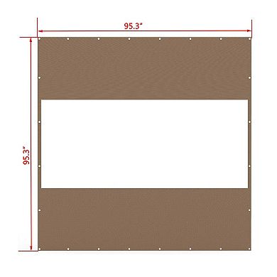 PVC Outdoor Curtain, 8'Hx8'W, Weather Resistant for Patio