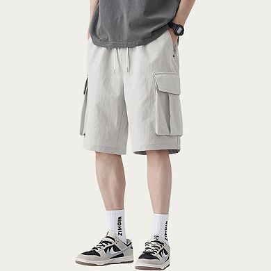 Men's Drawstring Waist Cargo Utility Casual Shorts with Relaxed Fit