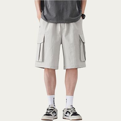 Men's Drawstring Waist Cargo Utility Casual Shorts with Relaxed Fit