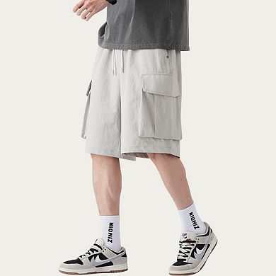 Men's Drawstring Waist Cargo Utility Casual Shorts with Relaxed Fit