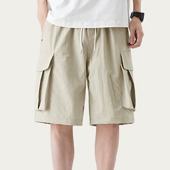 Men's Drawstring Waist Cargo Utility Casual Shorts with Relaxed Fit