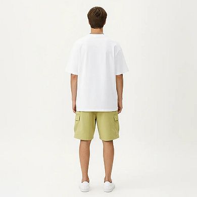 Men's Short Sleeve Graphic T-Shirt with Minimal Embroidered Details