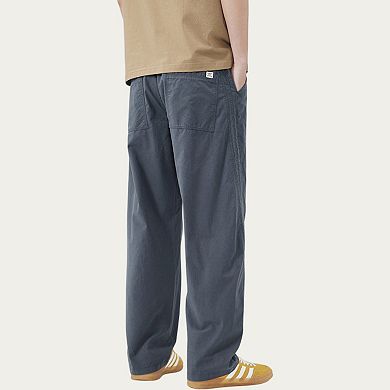 Men's Straight Leg Woven Track Pants with Side Seam Detail