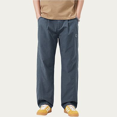 Men's Straight Leg Woven Track Pants with Side Seam Detail