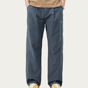 Men's Straight Leg Woven Track Pants with Side Seam Detail