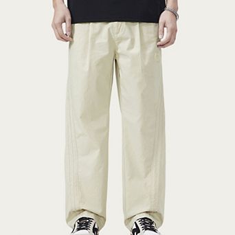 Men's Straight Leg Woven Track Pants with Side Seam Detail