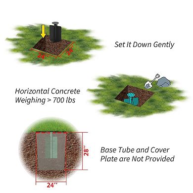 Patio Umbrella Base in Ground, Supports up to 700LBS, 11" x 11" x 23.2"