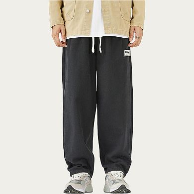 Men's Relaxed Fit Straight Leg Drawstring Pants with Soft Knit Texture