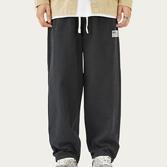 Men's Relaxed Fit Straight Leg Drawstring Pants with Soft Knit Texture