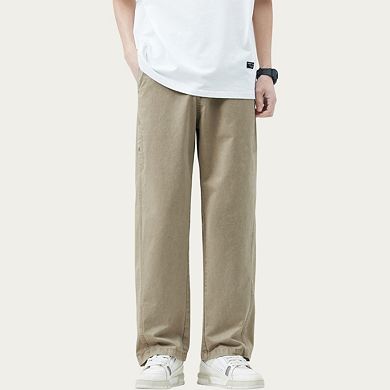 Men's Relaxed Fit Straight Leg Woven Pants with Clean Seam Detailing