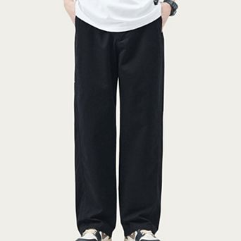 Men's Relaxed Fit Straight Leg Woven Pants with Clean Seam Detailing