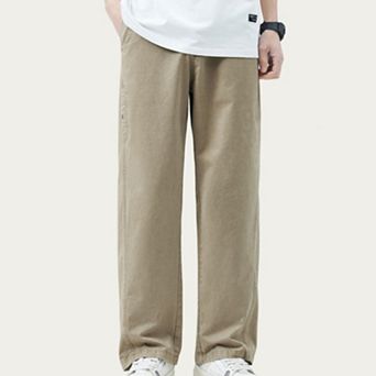 Men's Relaxed Fit Straight Leg Woven Pants with Clean Seam Detailing