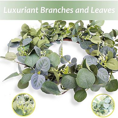 Eucalyptus Wreath for Front Door 20" Handmade Greenery Wreath for All Seasons Indoor Outdoor