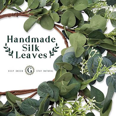 Eucalyptus Wreath for Front Door 20" Handmade Greenery Wreath for All Seasons Indoor Outdoor