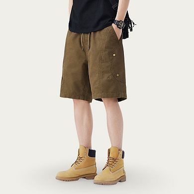 Men's Drawstring Waist Utility Casual Shorts with Relaxed Fit