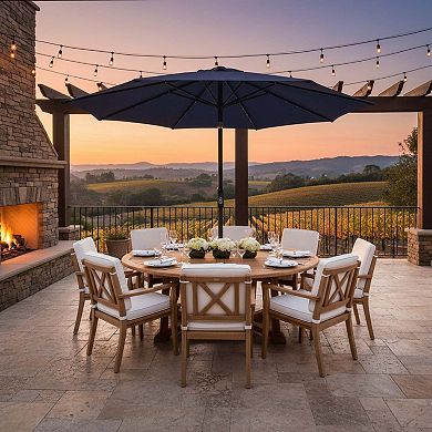 10 ft. Electric Center Pole Patio Umbrella with Remote Control Motorized Open Close