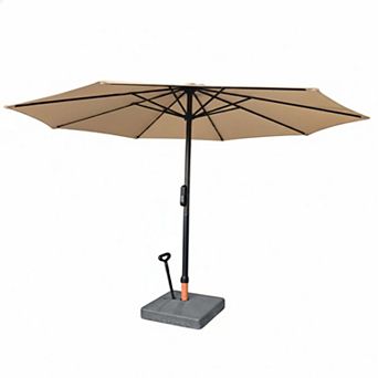 10 ft. Electric Center Pole Patio Umbrella with Remote Control Motorized Open Close