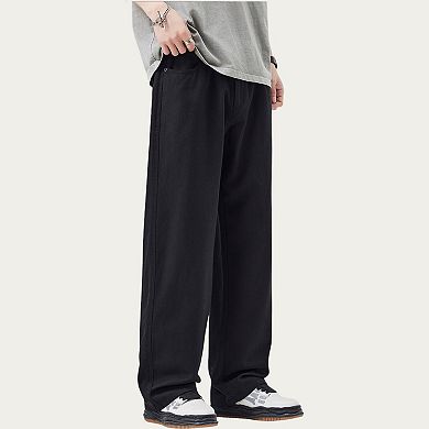 Men's Straight Leg Relaxed Fit Woven Pants with Clean Seam Finish