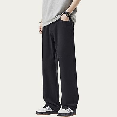 Men's Straight Leg Relaxed Fit Woven Pants with Clean Seam Finish