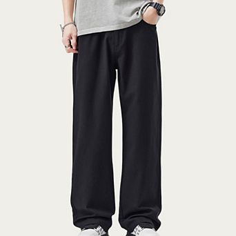 Men's Straight Leg Relaxed Fit Woven Pants with Clean Seam Finish