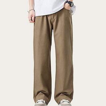 Men's Straight Leg Relaxed Fit Woven Pants with Clean Seam Finish