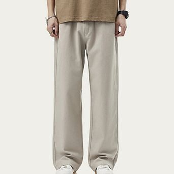 Men's Straight Leg Relaxed Fit Woven Pants with Clean Seam Finish