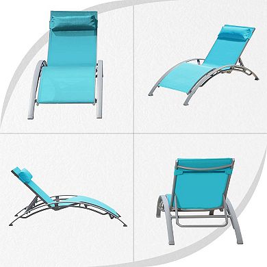 Pool Lounge Chairs Set of 2-Outdoor Adjustable Chaise