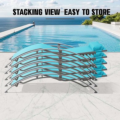 Pool Lounge Chairs Set of 2-Outdoor Adjustable Chaise