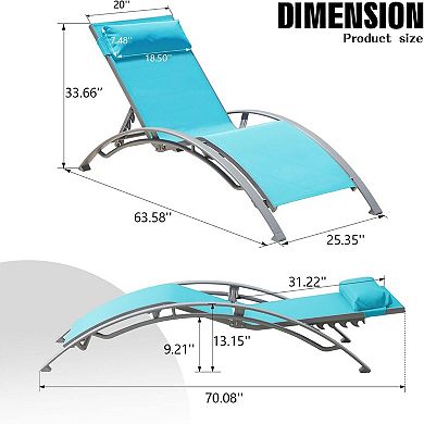 Pool Lounge Chairs Set of 2-Outdoor Adjustable Chaise