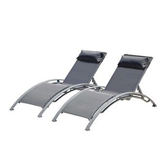 Pool Lounge Chairs Set of 2-Outdoor Adjustable Chaise