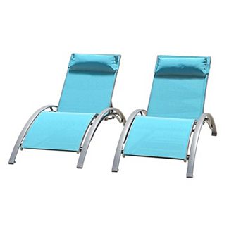 Pool Lounge Chairs Set of 2-Outdoor Adjustable Chaise