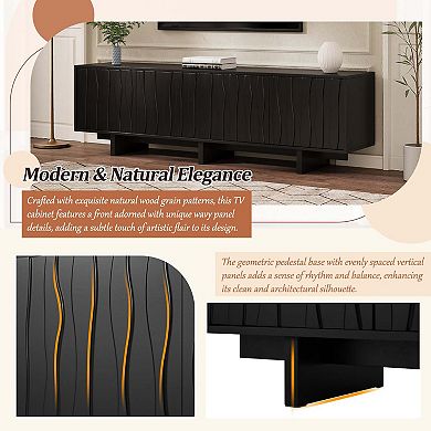 Retro Style Wood Grain TV Stand Media Console for Living Room