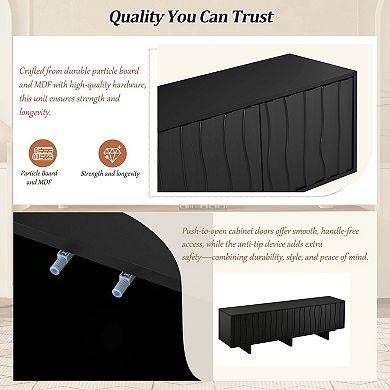 Retro Style Wood Grain TV Stand Media Console for Living Room