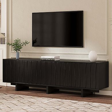 Retro Style Wood Grain TV Stand Media Console for Living Room