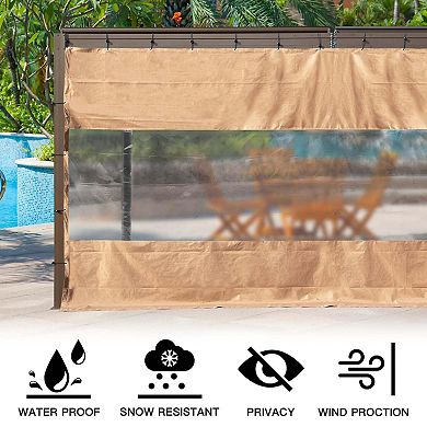 PVC Outdoor Panel Curtain, 10'Hx7'W, Weather Resistant for Patio