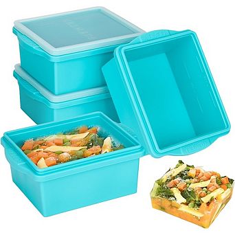 4-Pack 2 cup Silicone Freezer Trays with Lids, Leakproof & BPA-Free