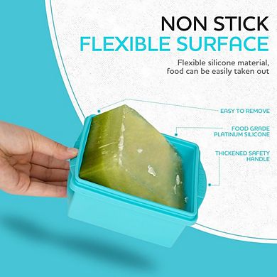 4-Pack 2-Cup Silicone Freezer Trays with Lids, Leakproof & BPA-Free