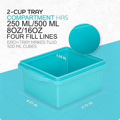 4-Pack 2-Cup Silicone Freezer Trays with Lids, Leakproof & BPA-Free