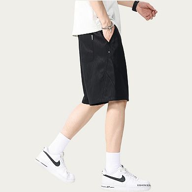 Men's Drawstring Waist Relaxed Fit Casual Shorts with Lightweight Woven Feel