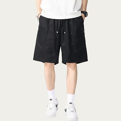 Men's Drawstring Waist Relaxed Fit Casual Shorts with Lightweight Woven Feel