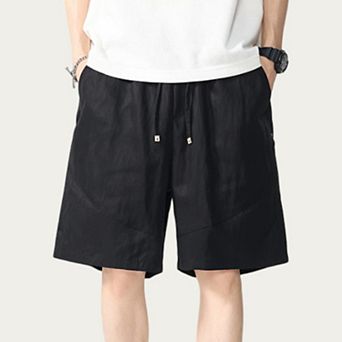 Men's Drawstring Waist Relaxed Fit Casual Shorts with Lightweight Woven Feel