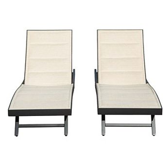 Patio Chaise Lounge Set of 2-Aluminum Textilene Adjustable Pool Lounger