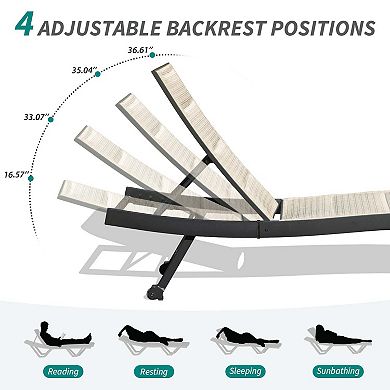 Patio Chaise Lounge Set of 2-Aluminum Textilene Adjustable Pool Lounger