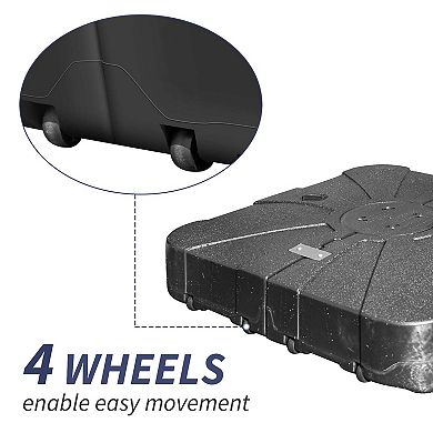 Patio Umbrella Base, Wheels Water Sand Filled, 260LBS, 34"x34"