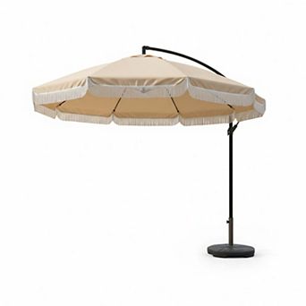 10 ft. Patio Garden Outdoor Offset Umbrella with 360° Rotation Removable Tassel Design