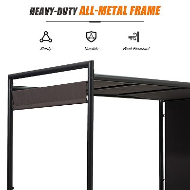 Outdoor Double Chaise Lounge Daybed with Adjustable Canopy & Cotton Cushions