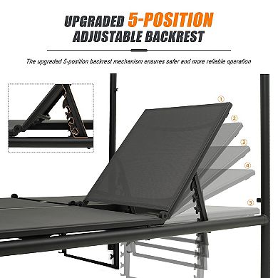 Outdoor Double Chaise Lounge Daybed with Adjustable Canopy & Cotton Cushions