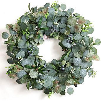 24" Eucalyptus & Olive Leaf Wreath Handmade Front Door Decor