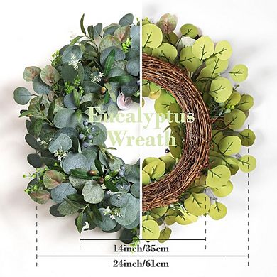 24" Eucalyptus & Olive Leaf Wreath Handmade Front Door Decor